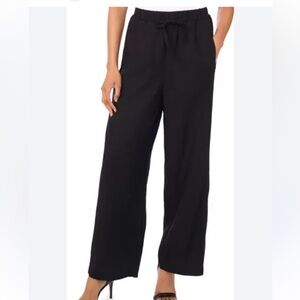 Nordstrom Halogen Wide Leg Pull-On Linen Pants Black Large NWT